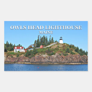 Pegatina Rectangular Faro Owls Head, Pegatinas Maine