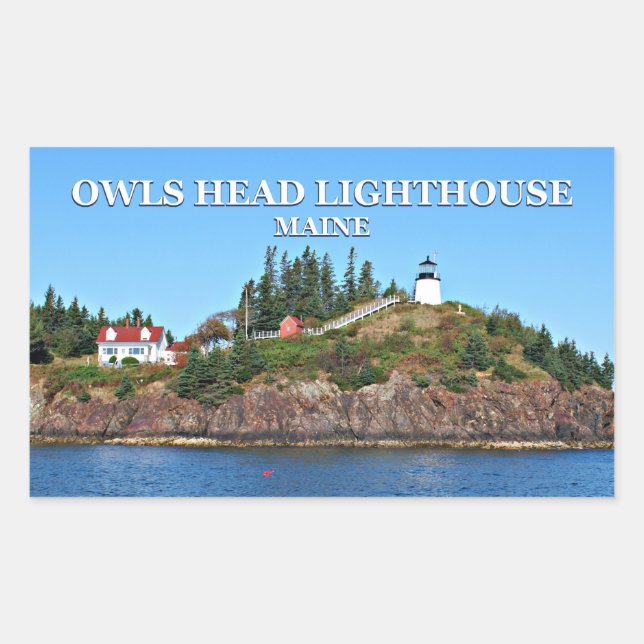 Pegatina Rectangular Faro Owls Head, Pegatinas Maine (Anverso)
