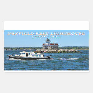 Pegatina Rectangular Faro Penfield Reef, Pegatinas de Connecticut