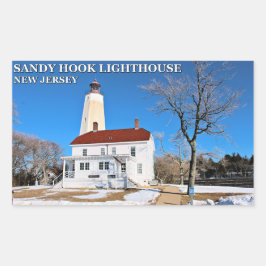 Pegatina Rectangular Faro Sandy Hook, Pegatinas de Nueva Jersey