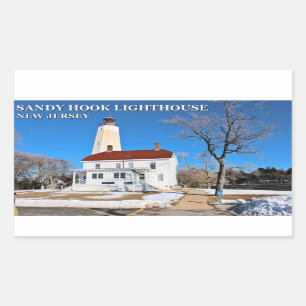Pegatina Rectangular Faro Sandy Hook, Pegatinas de Nueva Jersey