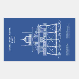 Pegatina Rectangular Faro Thomas Point Shoal - Maryland - AD