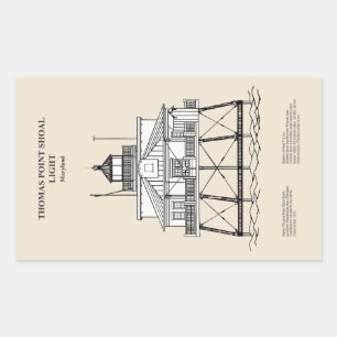 Pegatina Rectangular Faro Thomas Point Shoal - Maryland - SBD