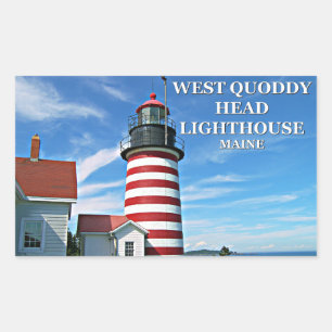 Pegatina Rectangular Faro West Quoddy Head, Pegatinas de Maine