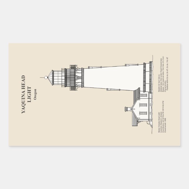 Pegatina Rectangular Faro Yaquina Head - Oregon - SBD (Anverso)