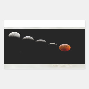 Pegatina Rectangular Fases de la luna en un eclipse total de la luna Pe