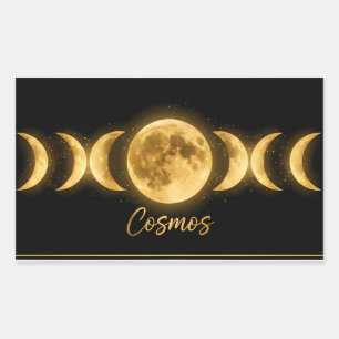 Pegatina Rectangular Fases minimalistas celestes de la luna