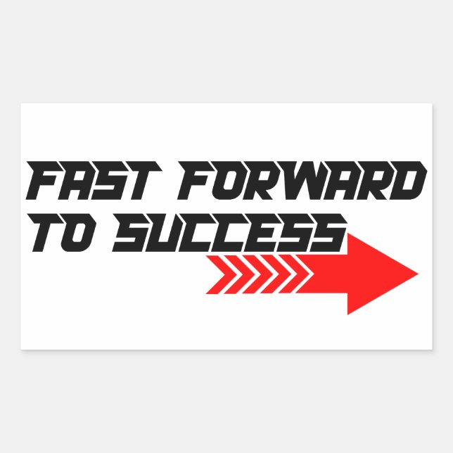 Pegatina Rectangular Fast Forward – Bold Red Motivation Quote Design (Anverso)