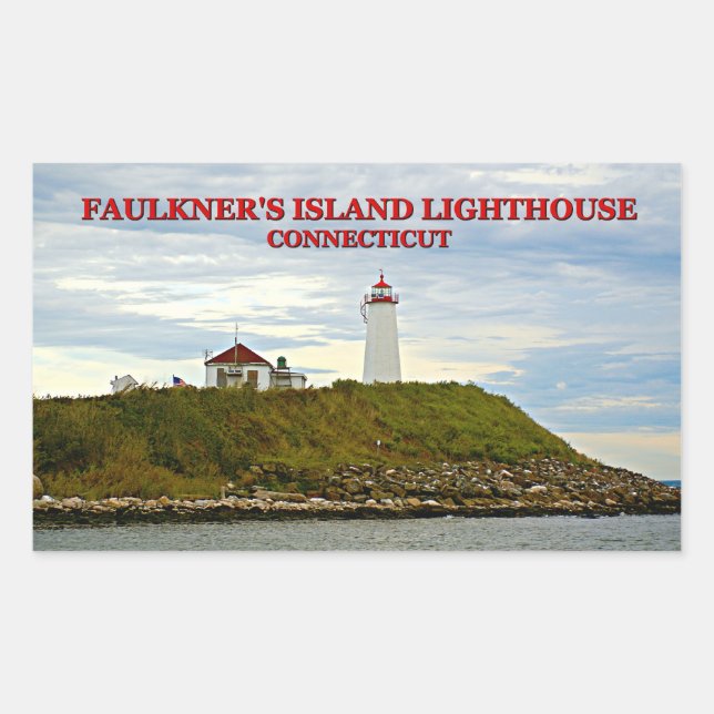 Pegatina Rectangular Faulkners Island Lighthouse, Connecticut (Anverso)