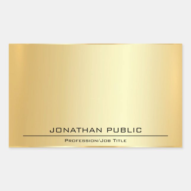 Pegatina Rectangular Faux Gold personalizado Aspecto metálico Añadir te (Anverso)