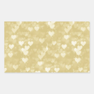 Pegatina Rectangular Faux Relieve metalizado dorado Heart Background He