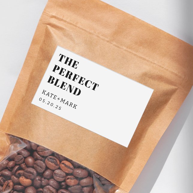 Pegatina Rectangular Favor de café moderno para boda La Mezcla Perfecta (Subido por el creador)