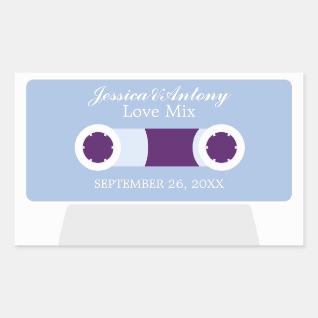 Pegatina Rectangular Favor de casamiento de mixtape retro (Anverso)