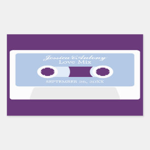 Pegatina Rectangular Favor de casamiento de mixtape retro