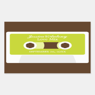 Pegatina Rectangular Favor de casamiento de mixtape retro