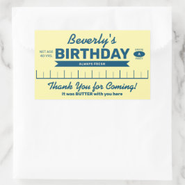 Pegatina Rectangular Favor de Cumpleaños Personalizado de Mantequilla
