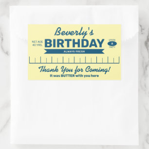 Pegatina Rectangular Favor de Cumpleaños Personalizado de Mantequilla