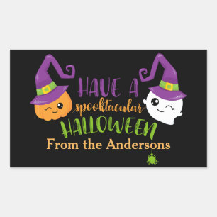 Pegatina Rectangular Favor Personalizado del Partido Halloween Spooktac
