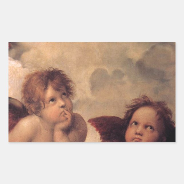 Pegatina Rectangular fe angelical Raphael pintura antigua antigua bendi (Anverso)