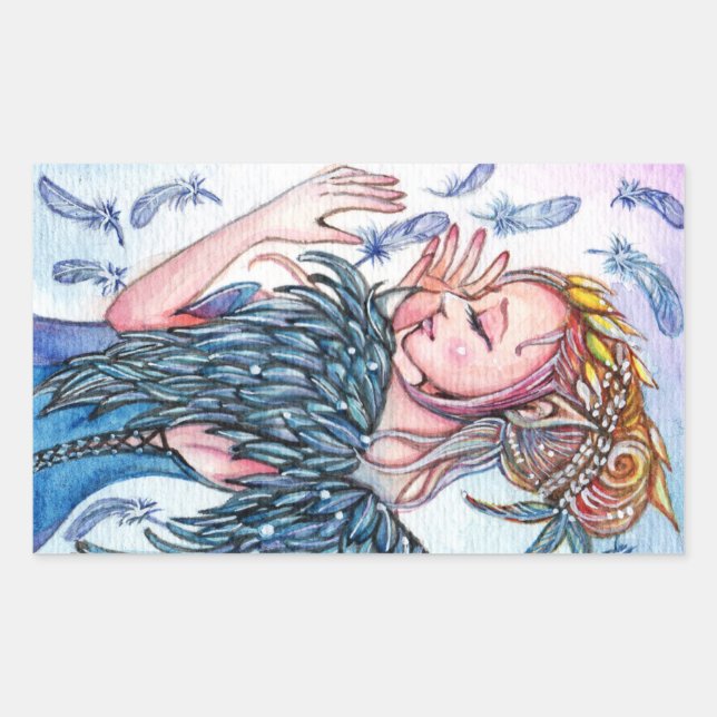 Pegatina Rectangular Feather Magic (Anverso)