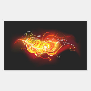 Pegatina Rectangular Feather Peacock