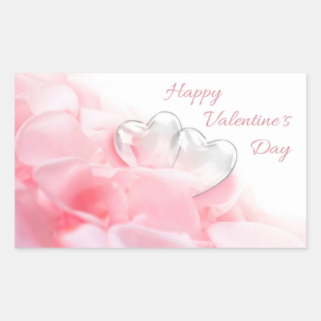 Pegatina Rectangular Felices corazones románticos de vidrio en San Vale (Anverso)