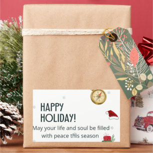 Pegatina Rectangular Felices Fiestas Que Tu Vida Alma Paz Saludo s