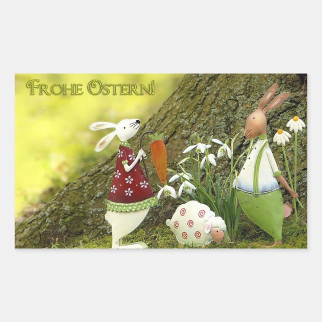 Pegatina Rectangular Felices Pascuas (Anverso)