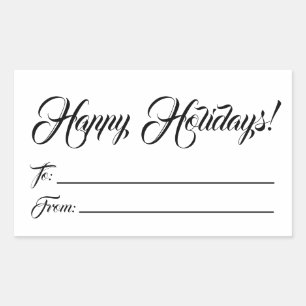 Pegatina Rectangular Felices vacaciones blanco negro a partir del guión