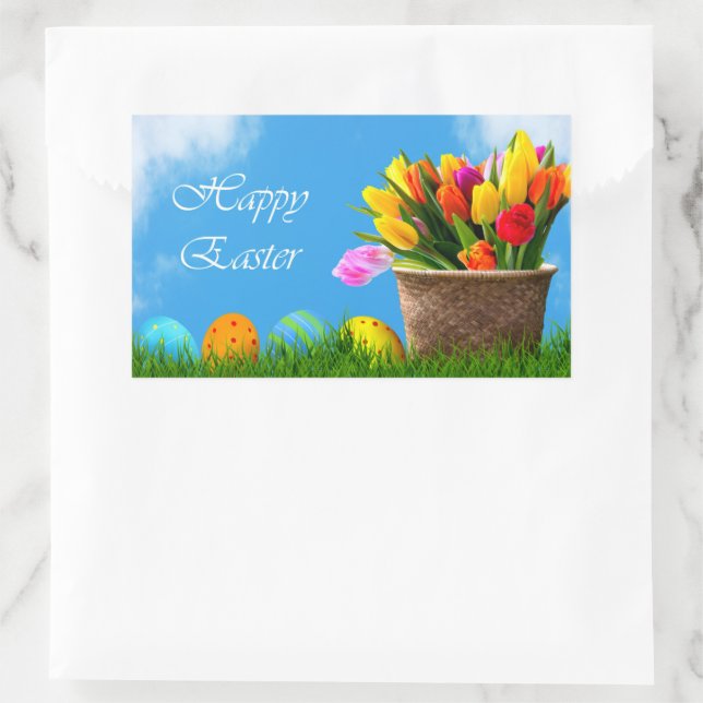 Pegatina Rectangular Felices vacaciones de Pascua (Bolso)