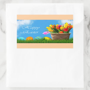 Pegatina Rectangular Felices vacaciones de Pascua