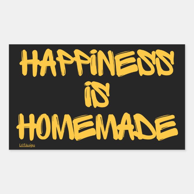 Pegatina Rectangular FELICIDAD ES cita inspiradora HOMEMADE (Anverso)