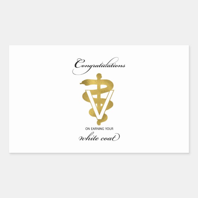 Pegatina Rectangular Felicitaciones a la ceremonia veterinaria de la ba (Anverso)