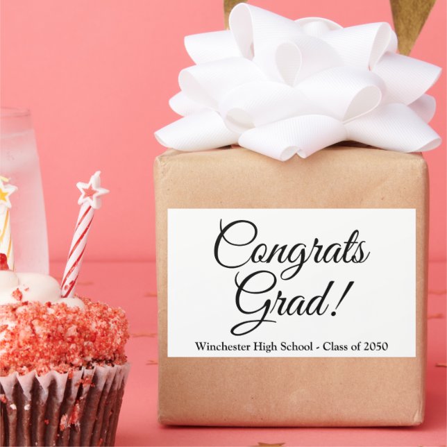 Pegatina Rectangular Felicitaciones a la escuela de personalizados negr (Fiesta)