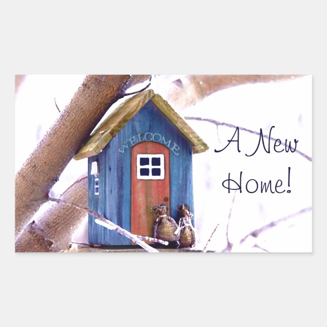 Pegatina Rectangular Felicitaciones a los Pegatinas de la nueva casa (Anverso)