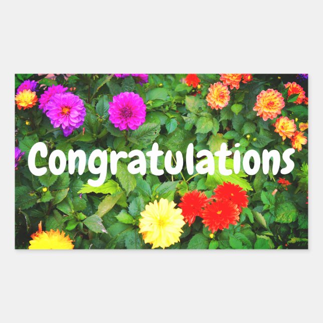 Pegatina Rectangular Felicitaciones a varios Dahlias #1-2 Pegatinas (Anverso)