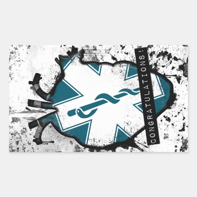 Pegatina Rectangular felicitaciones al trabajador de servicios médicos  (Anverso)