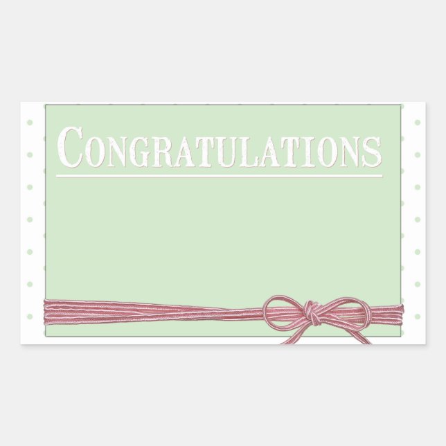 Pegatina Rectangular Felicitaciones Bow Tie Polka Dots (Anverso)