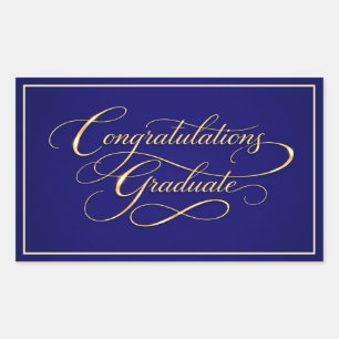 Pegatina Rectangular Felicitaciones de graduación elegantes de azul mar