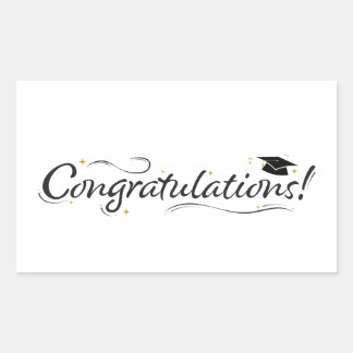 Pegatina Rectangular Felicitaciones Graduate Black & Gold