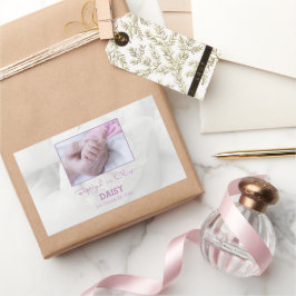 Pegatina Rectangular Felicitaciones por bautismo chica a bebé personali