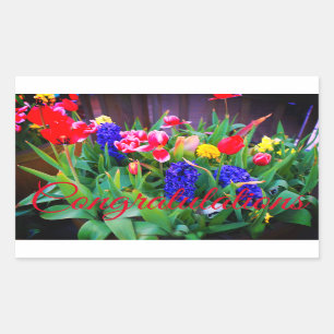 Pegatina Rectangular Felicitaciones Primavera Flores #3 Pegatinas