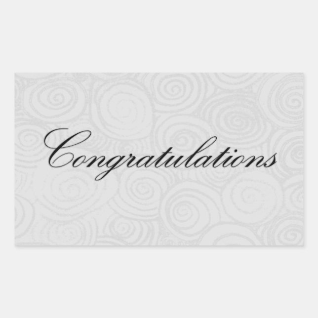 Pegatina Rectangular Felicitaciones Swirls (Anverso)