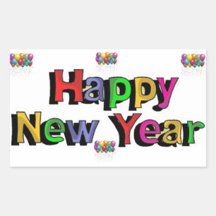 Pegatina Rectangular Feliz Año Nuevo