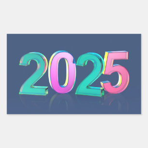 Pegatina Rectangular Feliz Año Nuevo 2025