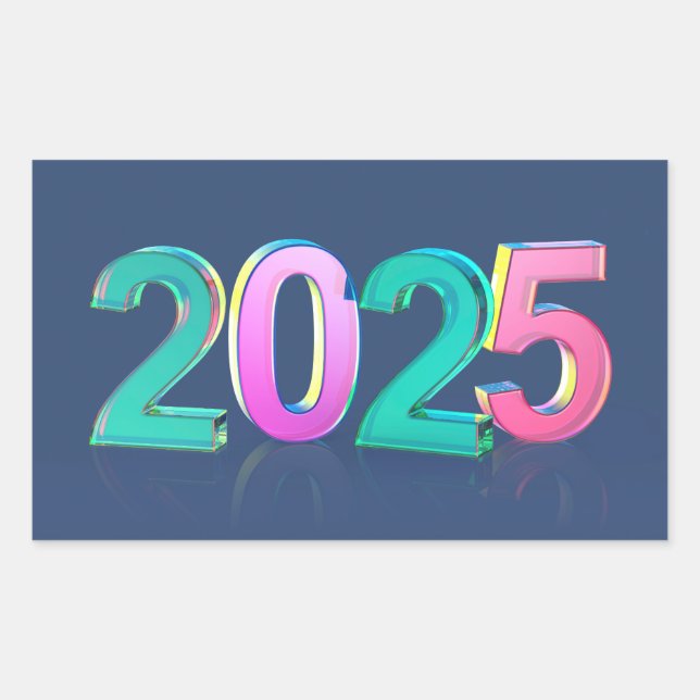 Pegatina Rectangular Feliz Año Nuevo 2025 (Anverso)