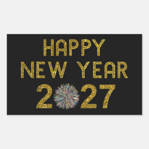 Pegatina Rectangular Feliz Año Nuevo 2027