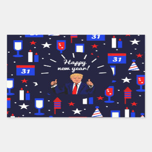 Pegatina Rectangular feliz año nuevo donald trump