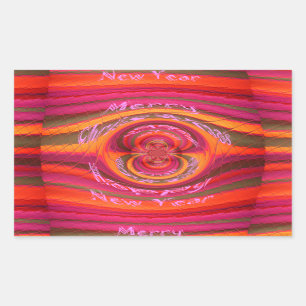 Pegatina Rectangular Feliz Colores Feliz Navidad Feliz Año Nuevo Diseño