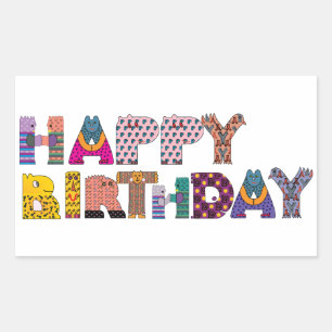 Pegatina Rectangular Feliz cumpleaños
